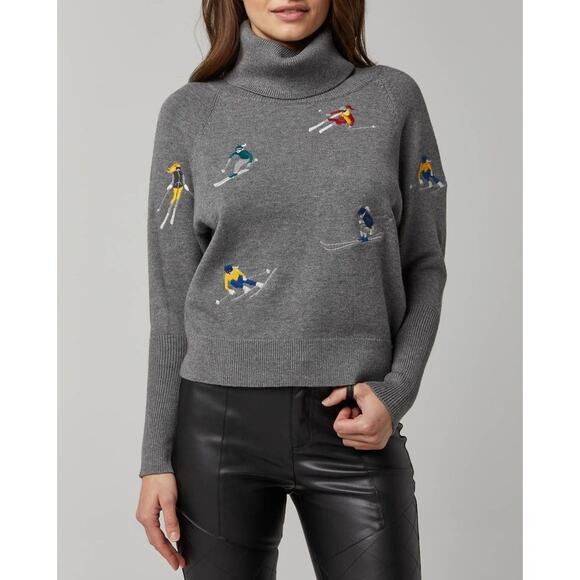 Alp N Rock Isabelle Sweater Gray Embroidered Apres Ski Winter Turtlenect S NWT - Picture 1 of 6